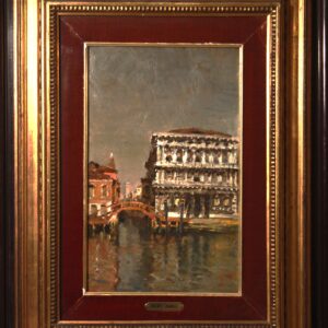 Emanuele Brugnoli (Bologna 1859 – Venezia 1944) Venezia, il Canal Grande | Cà Pesaro, dipinto a olio
